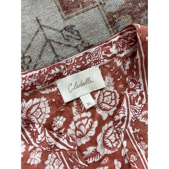 Cleobella Sara Floral Belted Midi Dress Terracotta Lined Womens Size XL - Picture 4 of 8